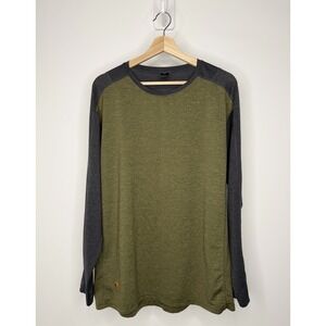 Flylow Raglan Bandit Shirt Mens Large Green Long Sleeve Lightweight Stretch